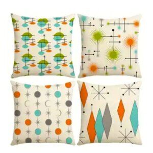 ❤️NWOT Midcentury modern linen throw pillow case covers